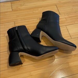 Women Elegant Square Toe Heels Black Ankle Boots Zipper Circus Sam Edelman 6.5